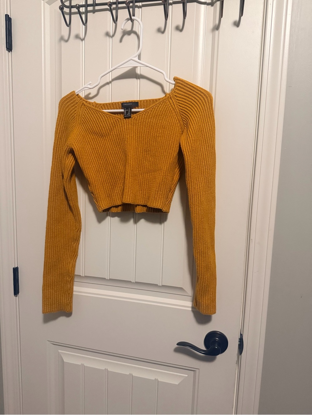 Forever 21 Ribbed Cropped Sweater Top - Mustard